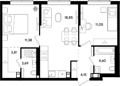 Продается 3-комн. квартира, 57.53 м²