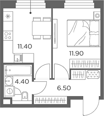 1-комн., 35.5 м², 17/23 этаж, ЖК «Белый Град»