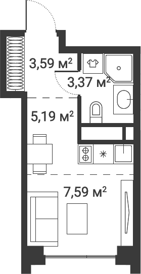 Студия, 19.74 м², 24/25 этаж, ЖК «Первый Нагатинский»