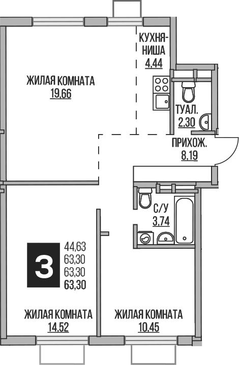 3-комн. Гранель Аникеевский