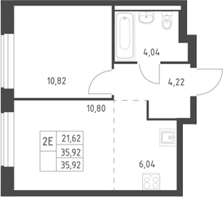 2-комн., 35.92 м², 16/17 этаж, ЖК «Горки Парк»