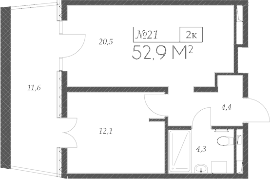 2-комн. квартира, 41.3 м² в ЖК Морелло — фото 2