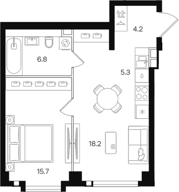 2-комн., 50.2 м², 18/40 этаж, ЖК «АУРА»