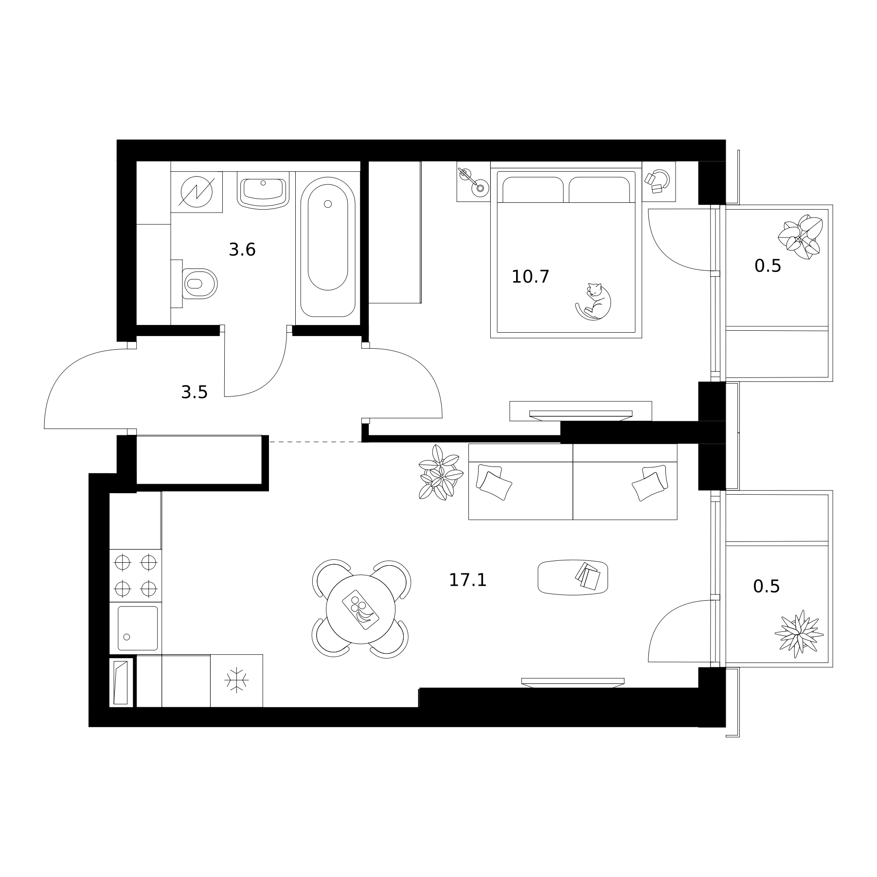 1-комн., 34.9 м², 2/19 этаж, ЖК «2-й Иртышский»