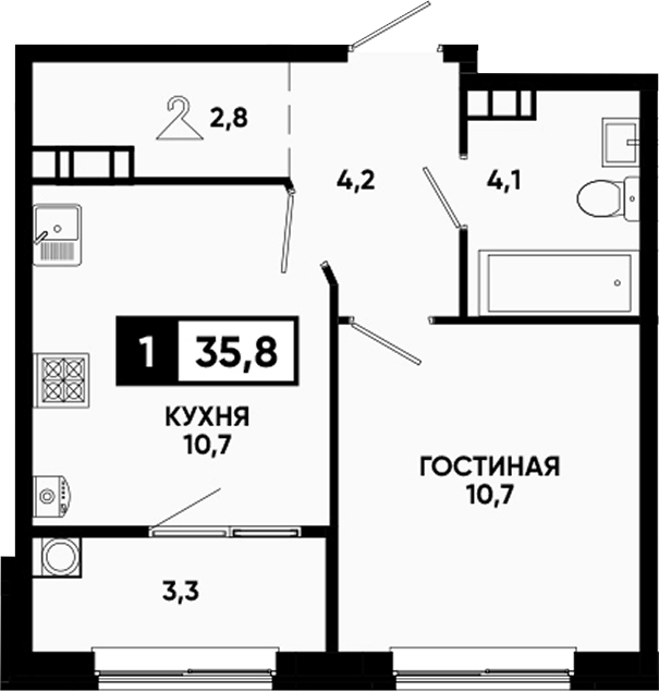1-комн. Кварталы 17/77