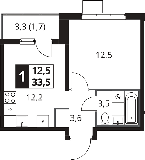 1-комн., 31.8 м², 9/23 этаж, ЖК «1-й Южный»