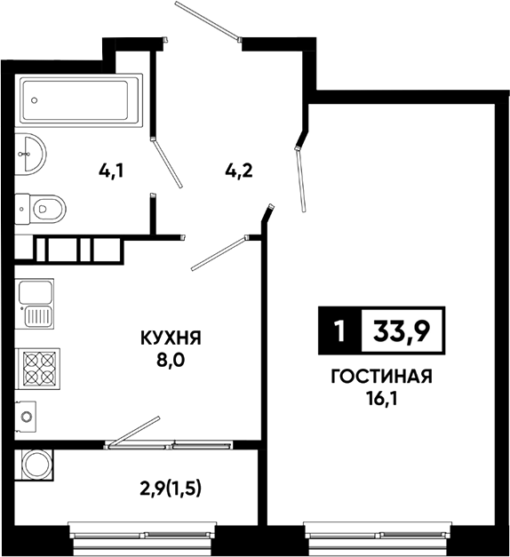 1-комн. Резиденция Софи