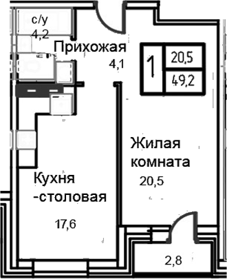 2-комн., 46.4 м², 12/12 этаж, ЖК «Троицкий»