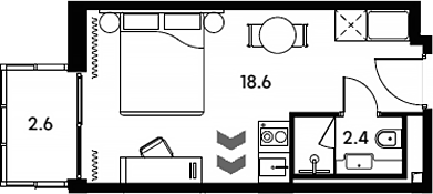 Студия, 21 м², 22/23 этаж, ЖК «Аквилон Сигнал»