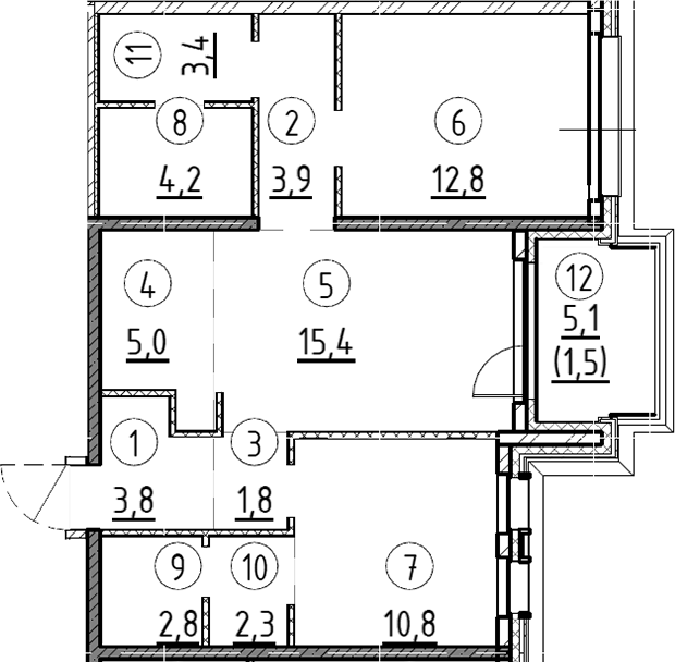 2-комн., 69.8 м², 3/9 этаж, ЖК «Дом А»