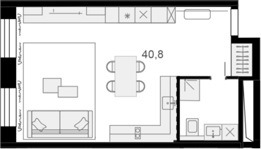 Студия, 40.6 м², 6/13 этаж, ЖК «Резиденции архитекторов»