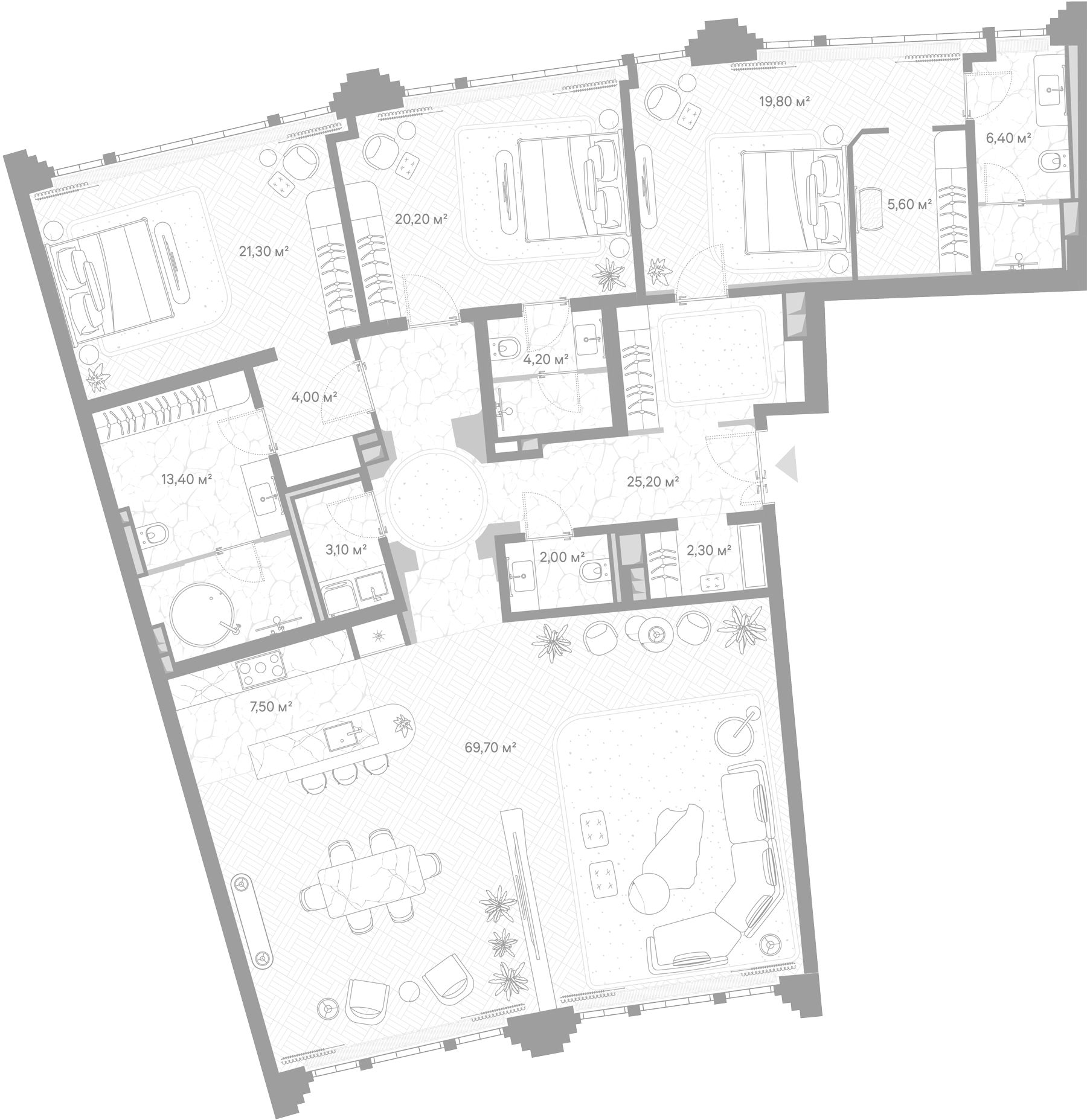 3-комн., 204.7 м², 5/7 этаж, ЖК «Николь»