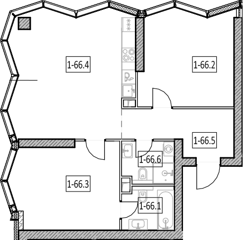 3-комн., 75.8 м², 7/57 этаж, ЖК «Айс Тауэрс»