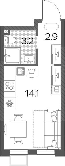 Студия, 20.2 м², 24/24 этаж, ЖК «Лучи»