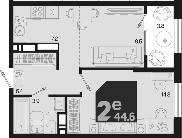 2-комн. квартира, 40.8 м² в ЖК Первое место — фото 2