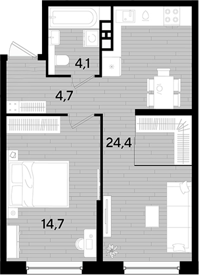 1-комн. квартира, 47.9 м² в ЖК DОГМА ПАРК — фото 2