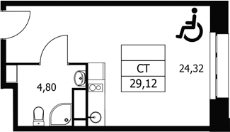 Студия, 29.12 м², 16/21 этаж, ЖК «Волковская 67»