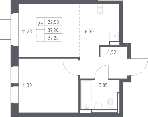 2-комн., 37.2 м², 3/12 этаж, ЖК «Богдановский лес»