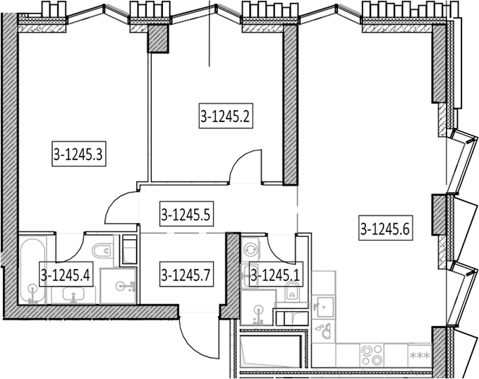 3-комн., 75.4 м², 3/55 этаж, ЖК «Айс Тауэрс»