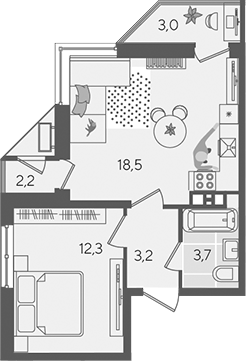 2-комн. квартира, 37.7 м² в ЖК Рекорд — фото 2