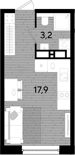 Студия квартира, 21.1 м² в ЖК DОГМА ПАРК — фото 2