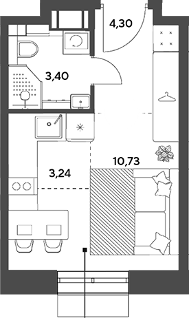 Студия, 21.67 м², 4/15 этаж, ЖК «Публицист»