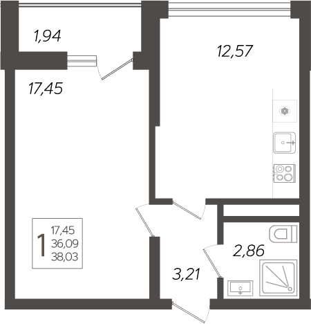 1-комн. Кислород