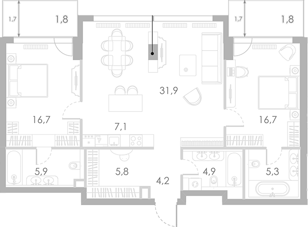 3-комн., 98.5 м², 21/46 этаж, ЖК «Ривер Парк Кутузовский»