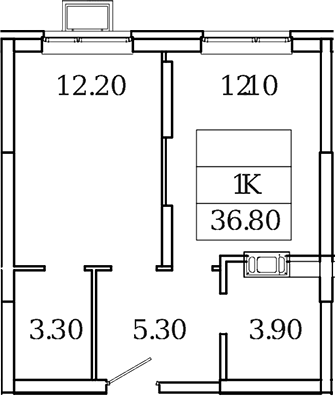 1-комн., 36.8 м², 13/20 этаж, ЖК «Видный Берег 2.0»