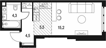 Студия, 29.5 м², 19/49 этаж, ЖК «Левел Южнопортовая»