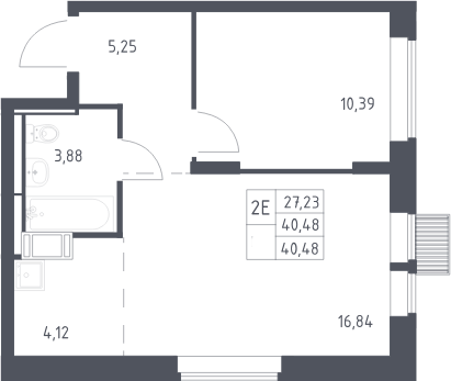 2-комн., 40.48 м², 13/17 этаж, ЖК «Большое Путилково»