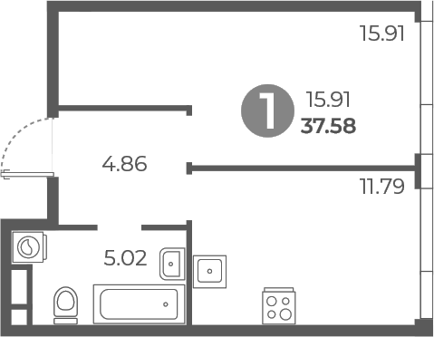 1-комн., 37.58 м², 3/20 этаж, ЖК «Нижегородская от Гранель»