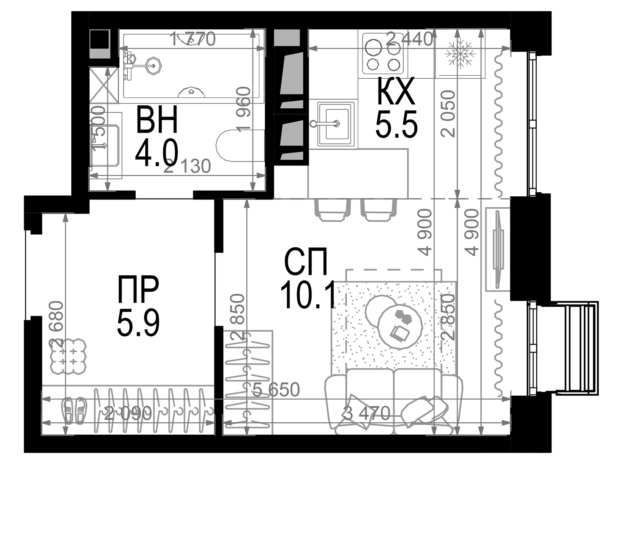 Студия, 25.5 м², 19/21 этаж, ЖК «Новая Звезда»