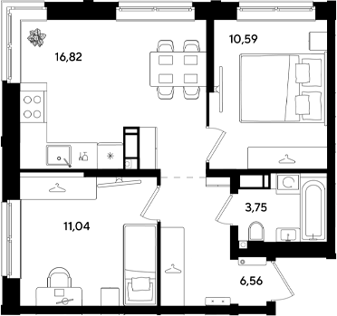 3-комн., 48.76 м², 4/18 этаж, ЖК «Парк Победы 3»