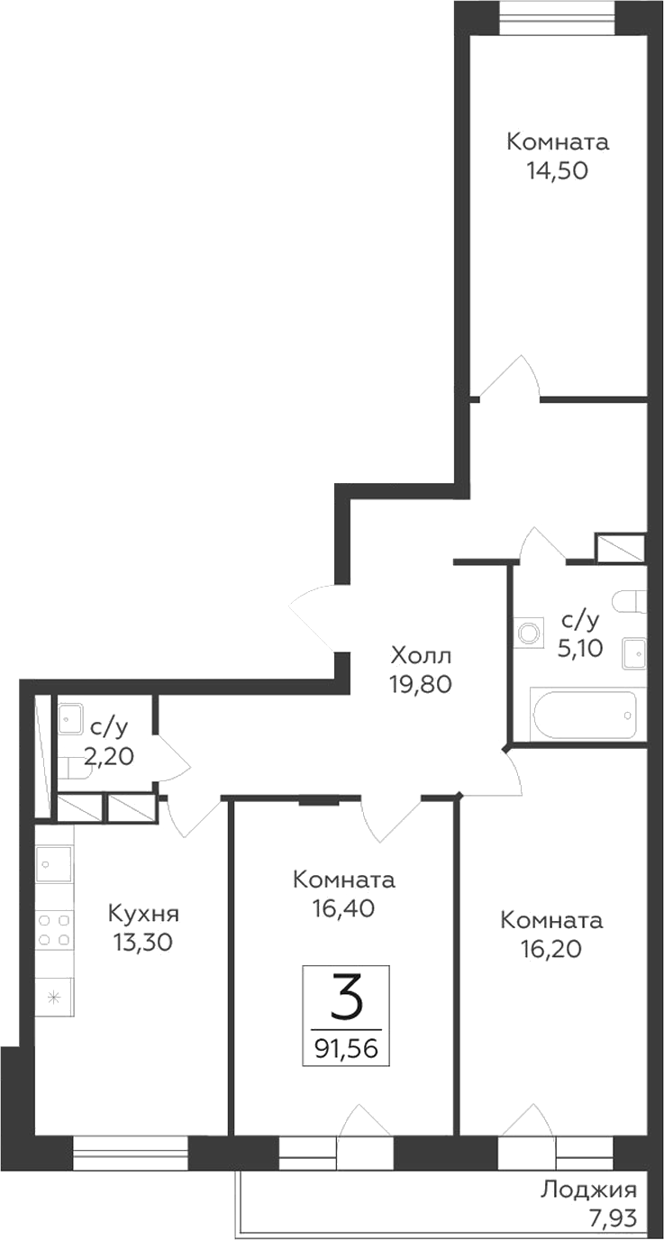 3-комн. Малаховский