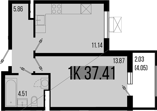 1-комн. квартира, 35.38 м² в ЖК Цветной бульвар — фото 2