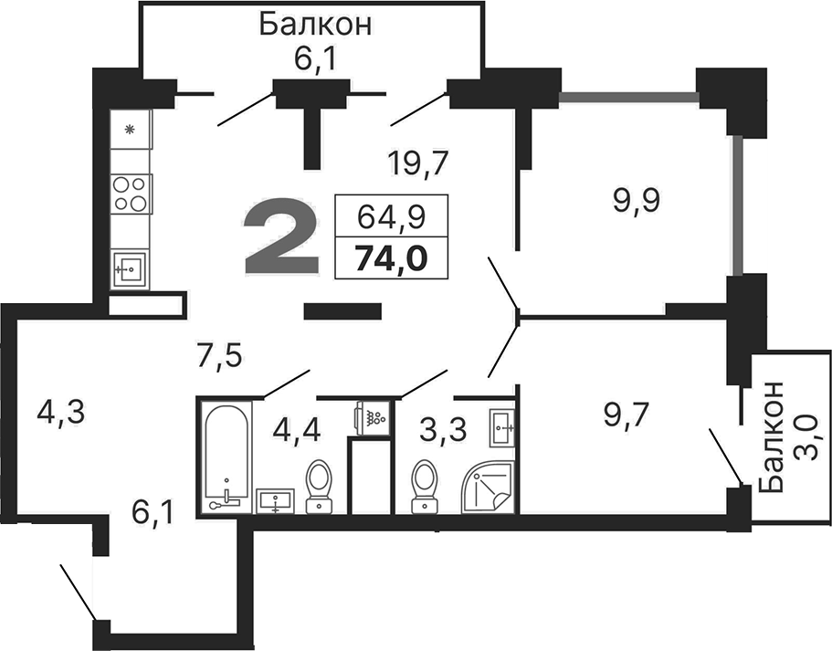 3-комн. Бестселлер