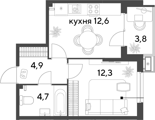 1-комн. квартира, 34.5 м² в ЖК Парк Победы — фото 2