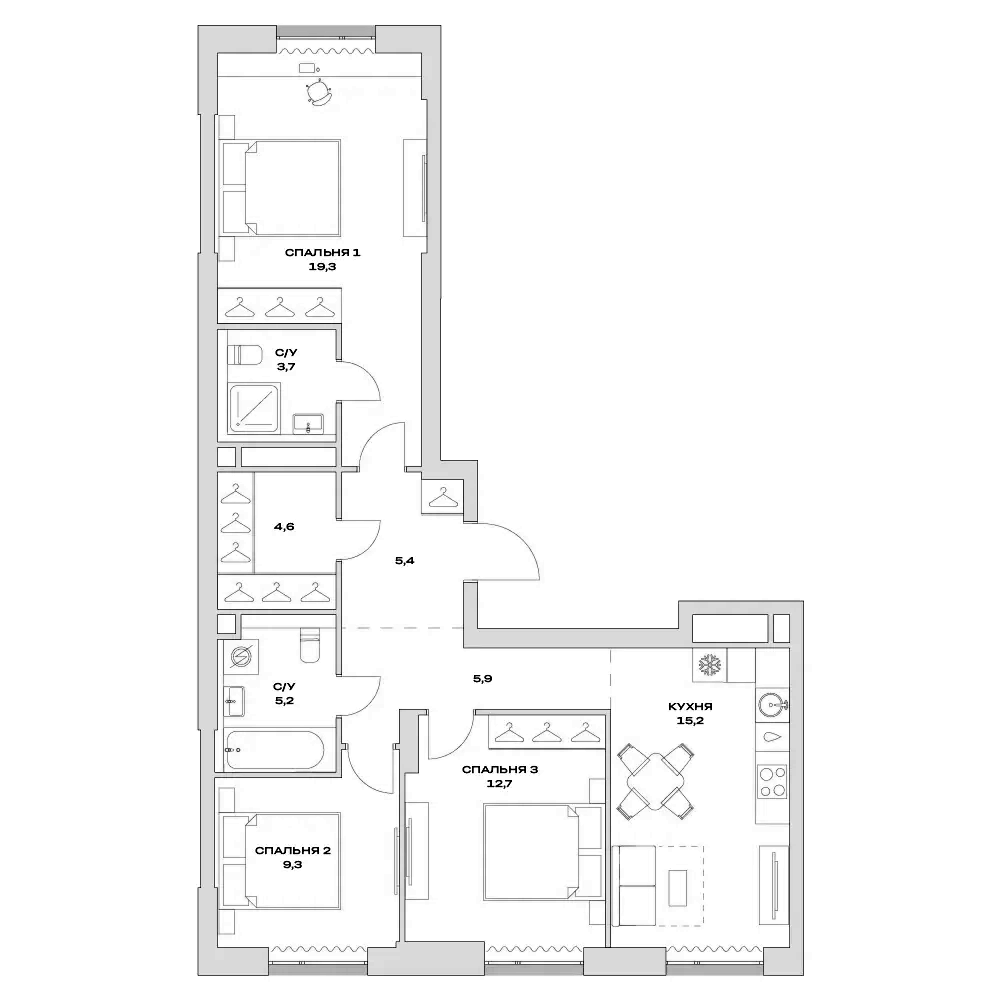 4+ комнаты, 82.6 м², 4/16 этаж, ЖК «Детали»