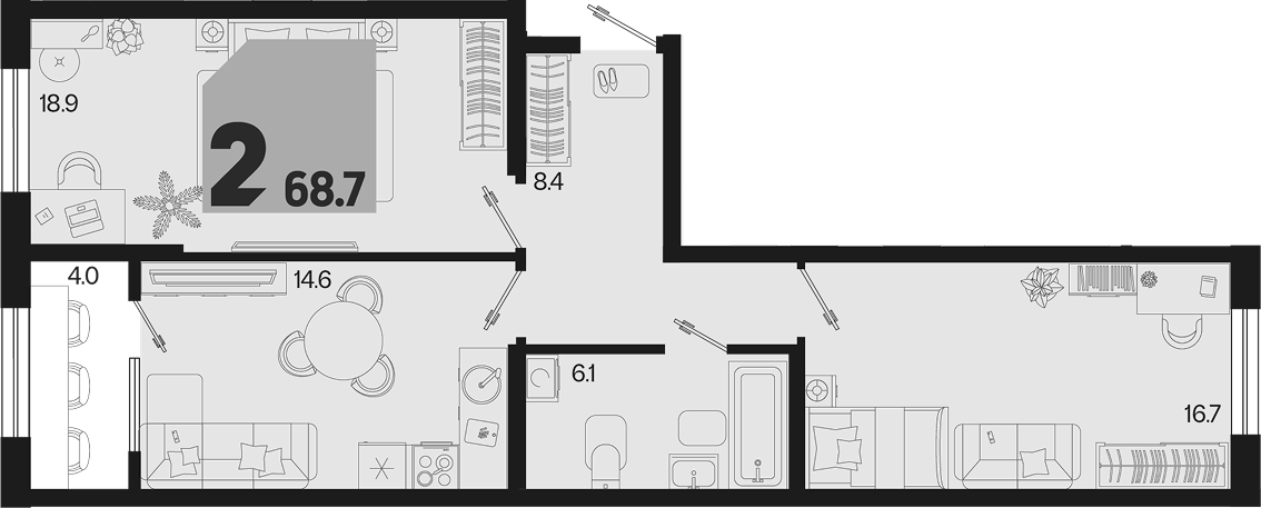 2-комн. квартира, 64.7 м² в ЖК Первое место — фото 2