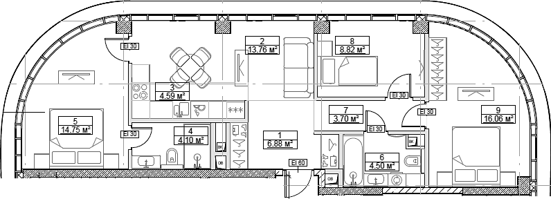 4+ комнаты, 77.16 м², 25/49 этаж, ЖК «Сити Бэй»