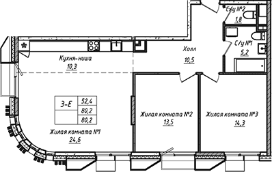 3-комн. УНО.Соколиная гора