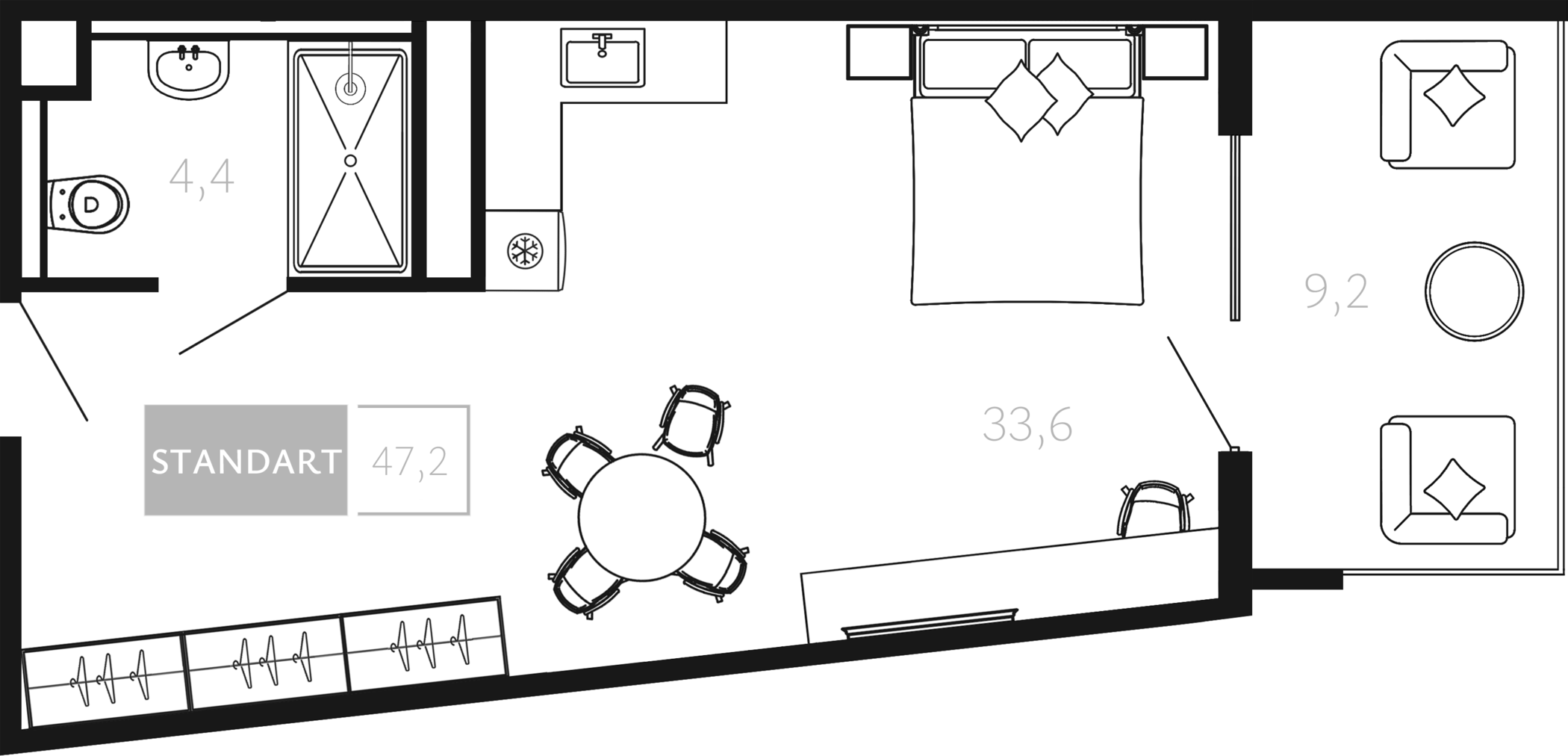 Студия, 38 м², 3/4 этаж, ЖК «Палаццо Де Агой»