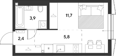 Продается 1-комн. квартира, 23.8 м²