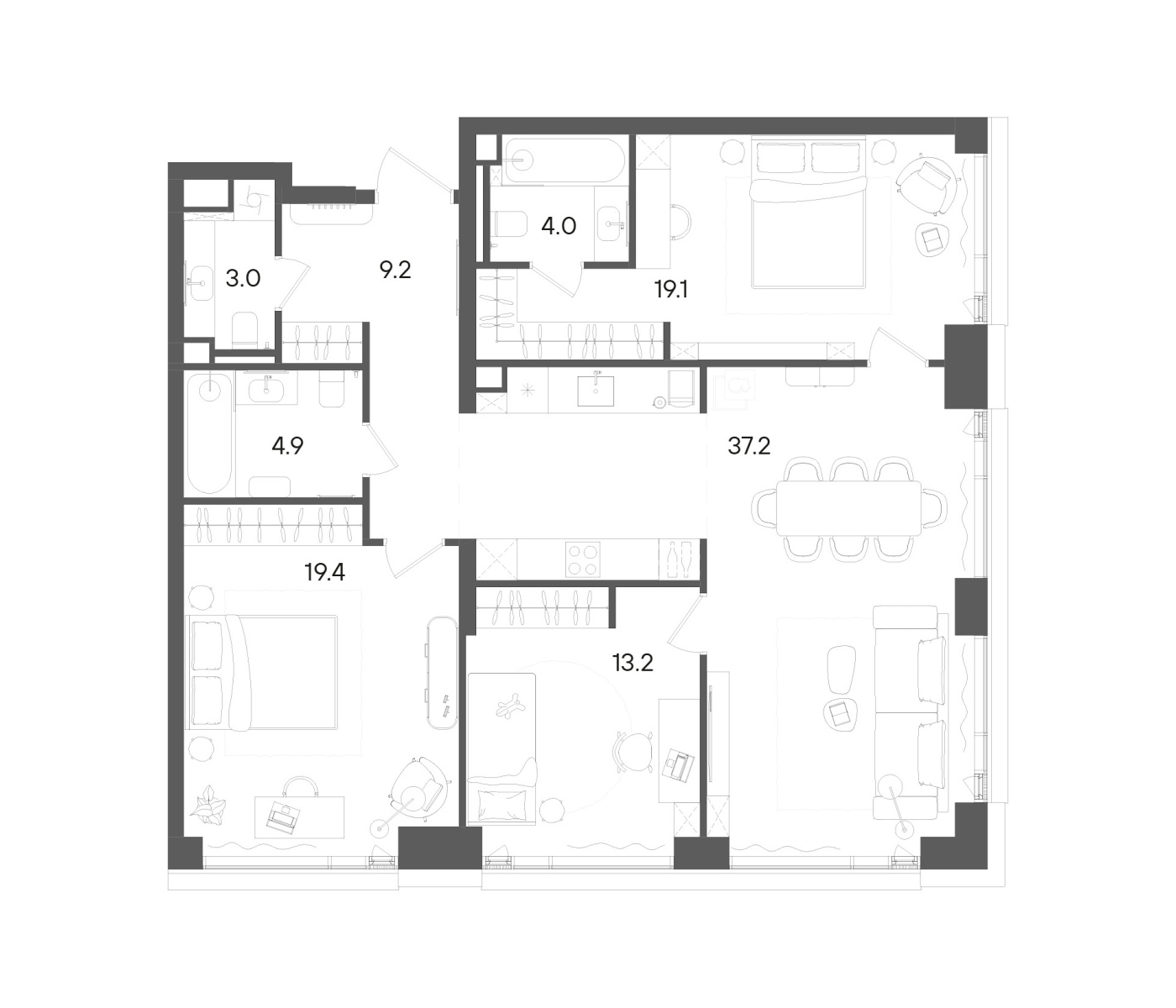 4+ комнаты, 110 м², 6/20 этаж, ЖК «СТОУН Грэйн»