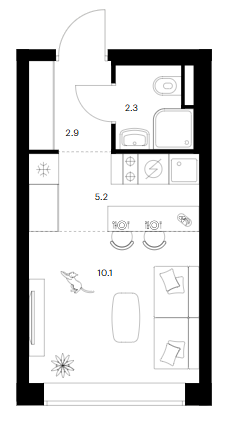 Студия, 20.5 м², 20/31 этаж, ЖК «Мичуринский парк»