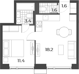2-комн., 36.2 м², 44/52 этаж, ЖК «Вейв»