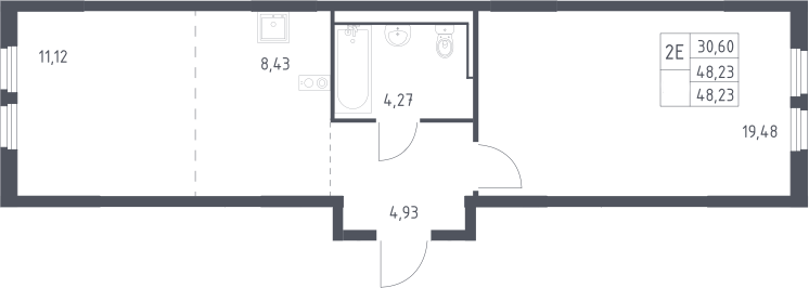 2-комн., 48.23 м², 17/17 этаж, ЖК «Пригород Лесное»