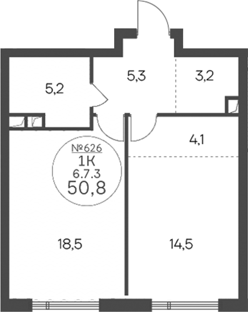 1-комн., 50.8 м², 7/10 этаж, ЖК «Клубный квартал КРЫЛАТСКАЯ 33»