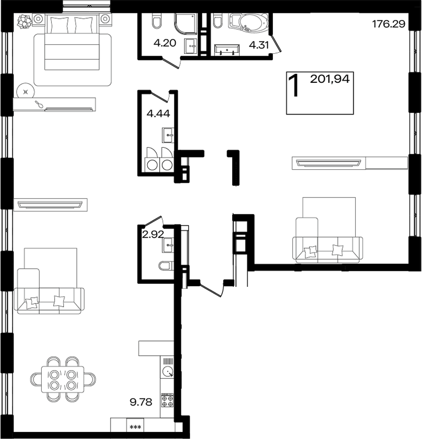 Квартира квартира, 201.96 м² в ЖК Патрики — фото 2